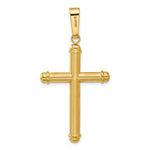14K Yellow Gold Polished and Textured Cross Pendant - Product Photo