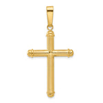 14K Yellow Gold Polished and Textured Cross Pendant - Product Photo