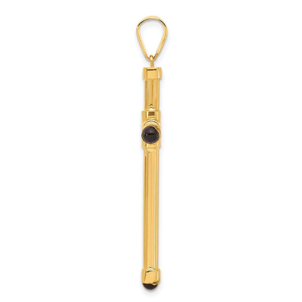 14K Yellow Gold Polished with Black Onyx Cross Pendant - Product Photo