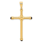 14K Yellow Gold Polished with Black Onyx Cross Pendant - Product Photo