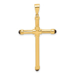 14K Yellow Gold Polished with Black Onyx Cross Pendant - Product Photo