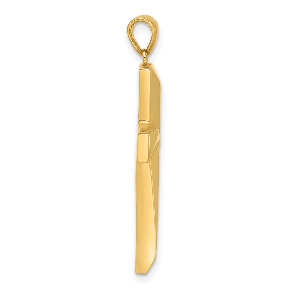 14K Yellow Gold Polished Cross Pendant - Product Photo