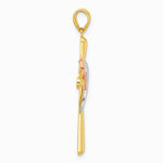 14K Two-tone with White Rhodium Polished Cross with Heart Pendant - Product Photo