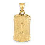 14K Yellow Gold Polished and Textured Dog Tag Cross Pendant - Product Photo