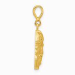 14K Yellow Gold Satin and Diamond-cut Jesus Medal Pendant - Product Photo
