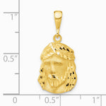 14K Yellow Gold Satin and Diamond-cut Jesus Medal Pendant - Product Photo