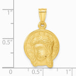14K Yellow Gold Satin Jesus Medal Pendant - Product Photo