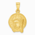 14K Yellow Gold Satin Jesus Medal Pendant - Product Photo