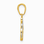 14K Yellow & Rhodium with White Rhodium Diamond-Cut Doves Pendant - Product Photo