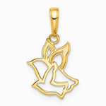 14K Yellow & Rhodium with White Rhodium Diamond-Cut Doves Pendant - Product Photo