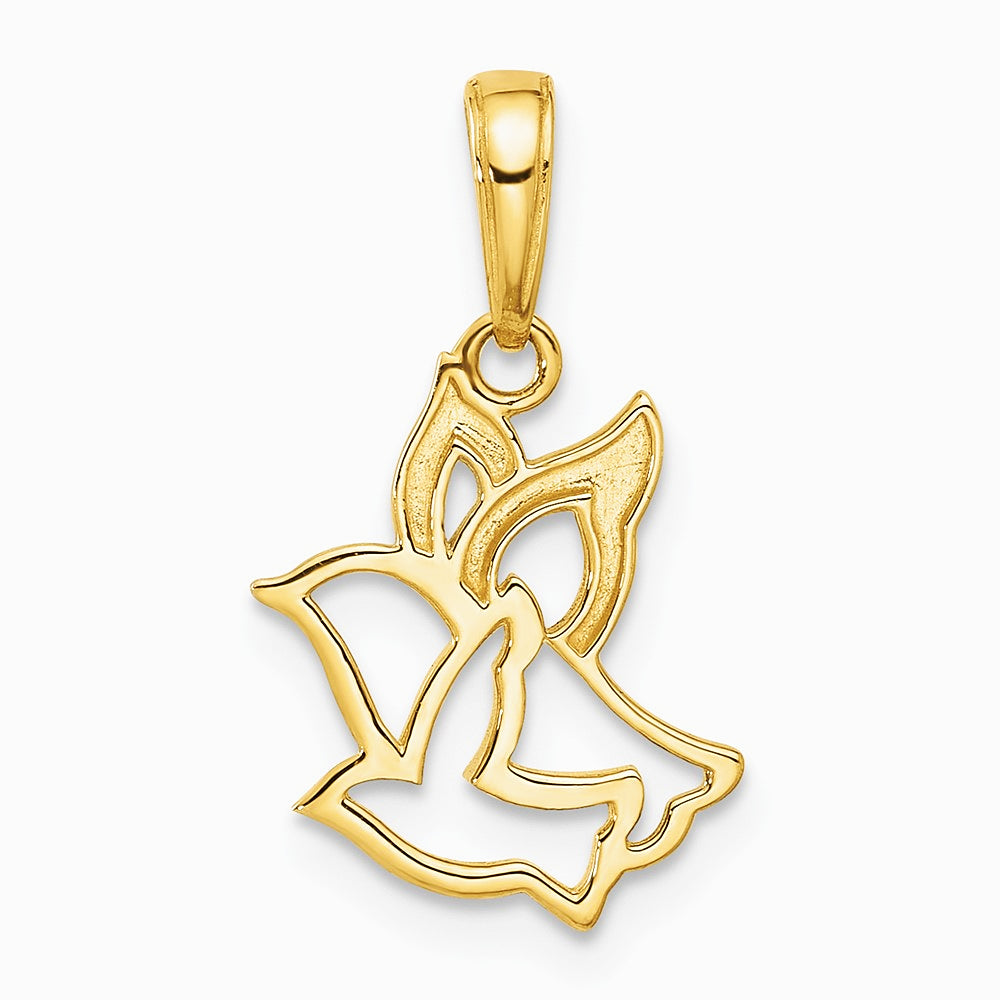 14K Yellow & Rhodium with White Rhodium Diamond-Cut Doves Pendant - Product Photo