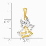 14K Yellow & Rhodium with White Rhodium Diamond-Cut Doves Pendant - Product Photo