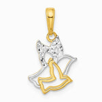 14K Yellow & Rhodium with White Rhodium Diamond-Cut Doves Pendant - Product Photo