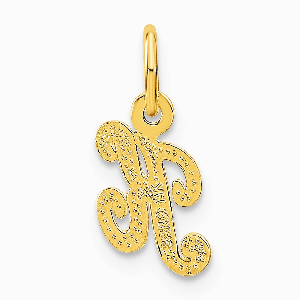 14K Yellow Gold 14KY Script Letter K Initial Charm - Product Photo