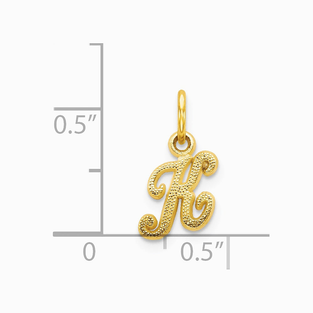 14K Yellow Gold 14KY Script Letter K Initial Charm - Product Photo