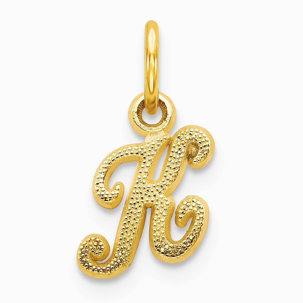 14K Yellow Gold 14KY Script Letter K Initial Charm - Product Photo