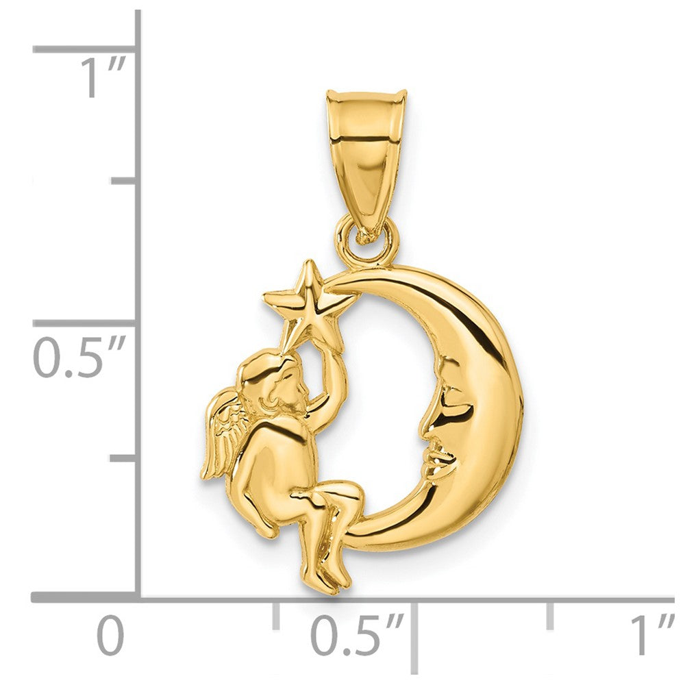 14K Angel, Moon and Star Pendant - Product Photo