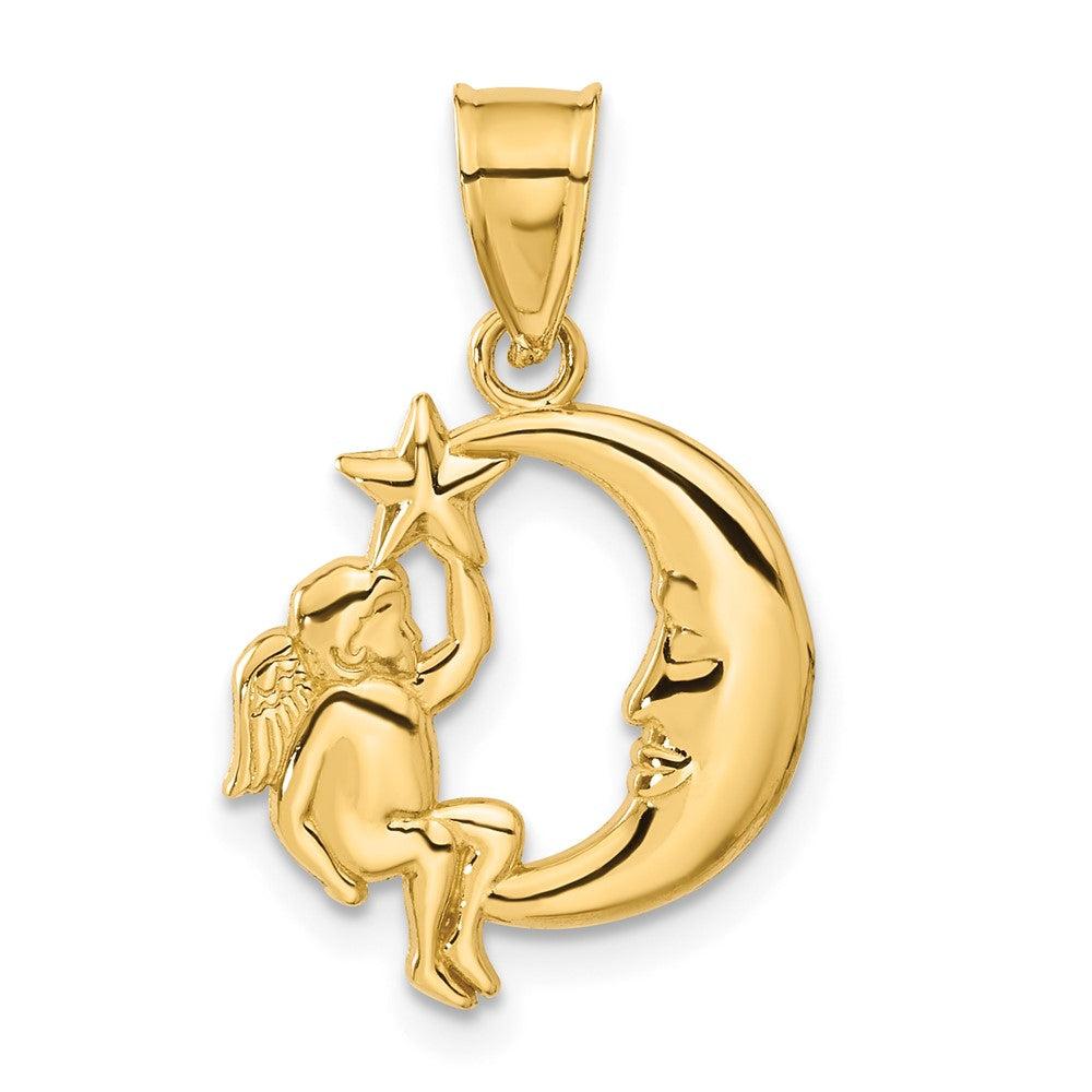 14K Angel, Moon and Star Pendant - Product Photo