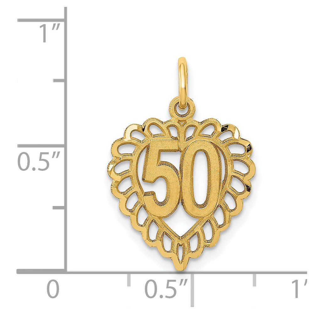 14K Yellow Gold 50 in Heart Charm - Product Photo