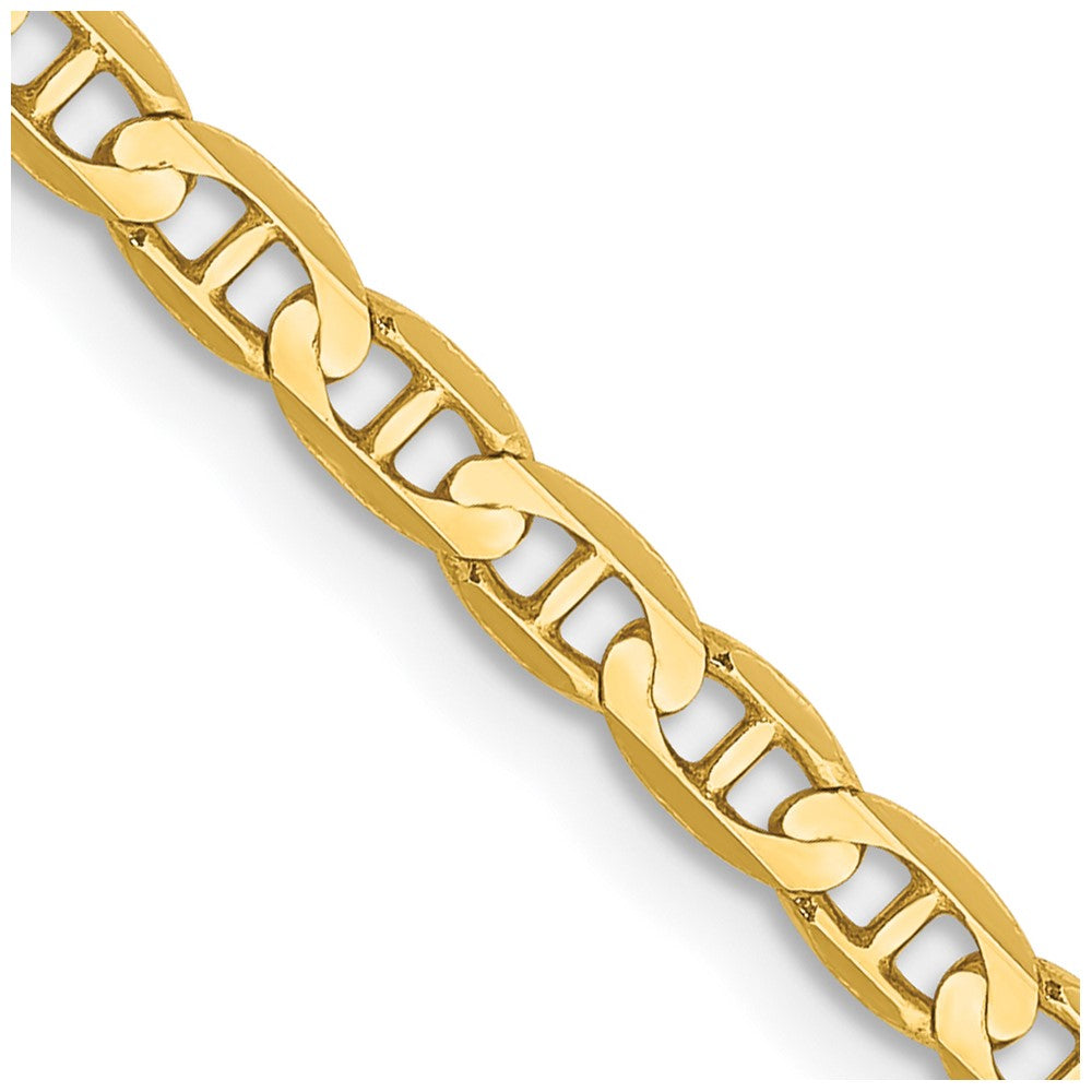 14K Yellow Gold 3mm Concave Anchor Chain Necklace 16"-26"
