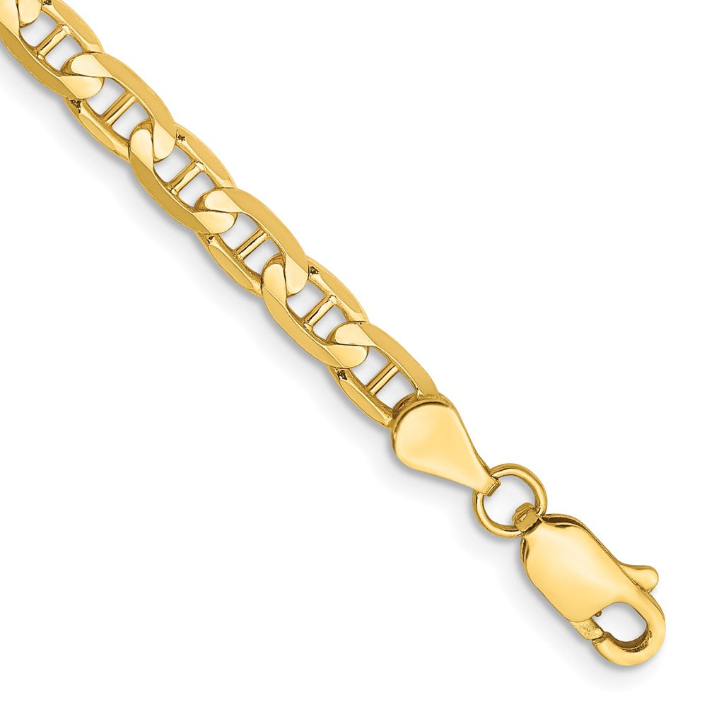 14K Yellow Gold 3.75mm Concave Anchor Chain Bracelet 7"-10"