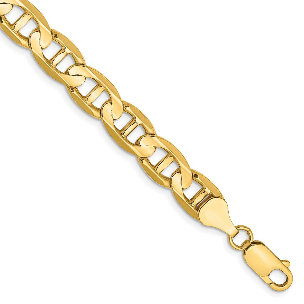 14K Yellow Gold 8mm Concave Anchor Chain Bracelet 7"-9"
