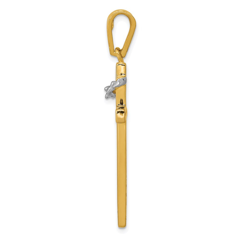14K Two-Tone Cross with Crown of Thorns Pendant - Product Photo