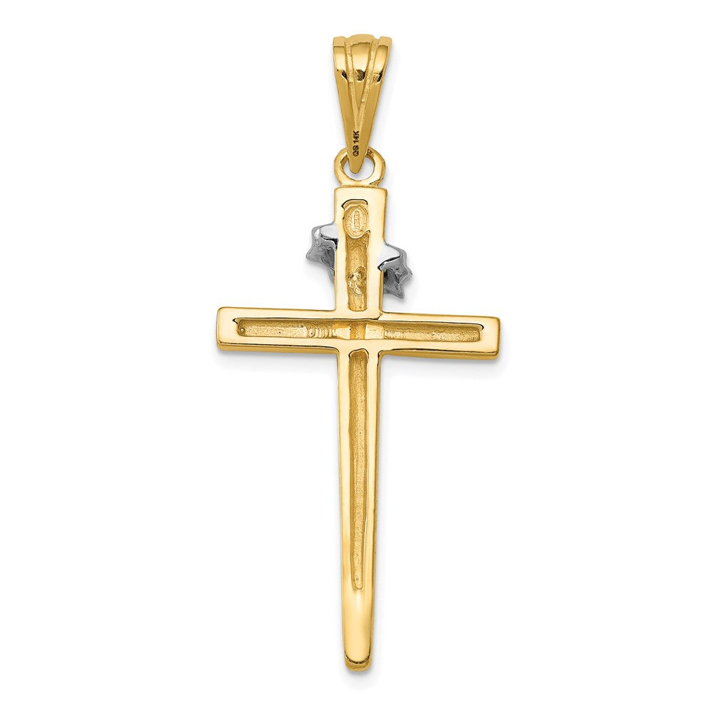 14K Two-Tone Cross with Crown of Thorns Pendant - Product Photo
