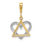 14K Two-Tone Star of David Heart Pendant - Product Photo