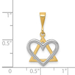 14K Two-Tone Star of David Heart Pendant - Product Photo