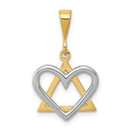 14K Two-Tone Star of David Heart Pendant - Product Photo