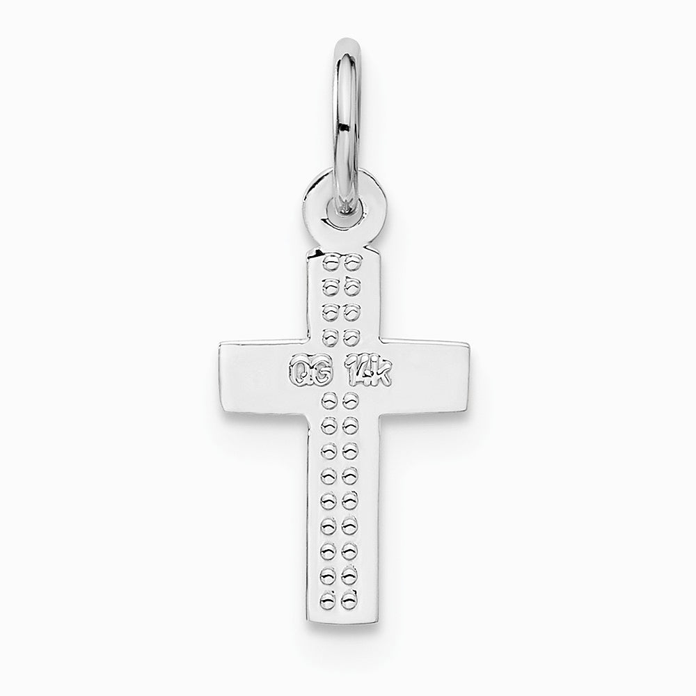 10K / 14K White Gold Cross Charm - Product Photo
