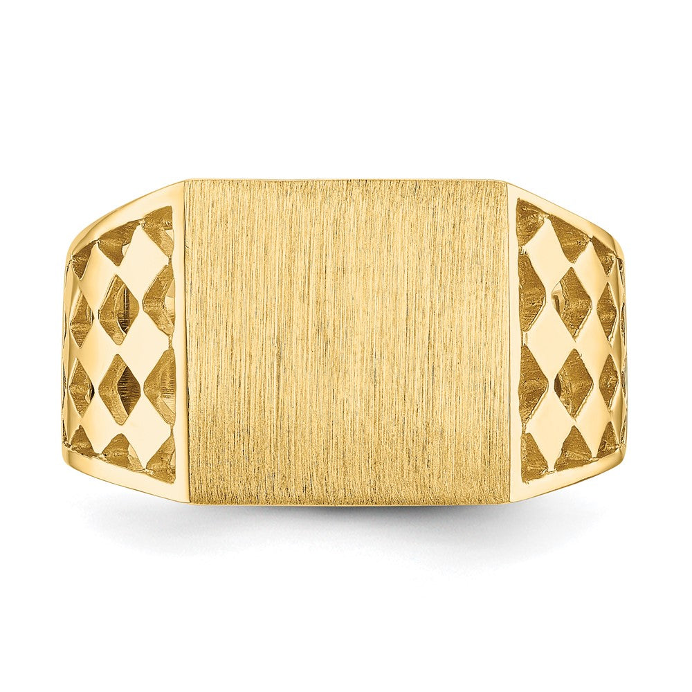 14k 12.5x12.0mm Open Back Mens Signet Ring - Product Photo