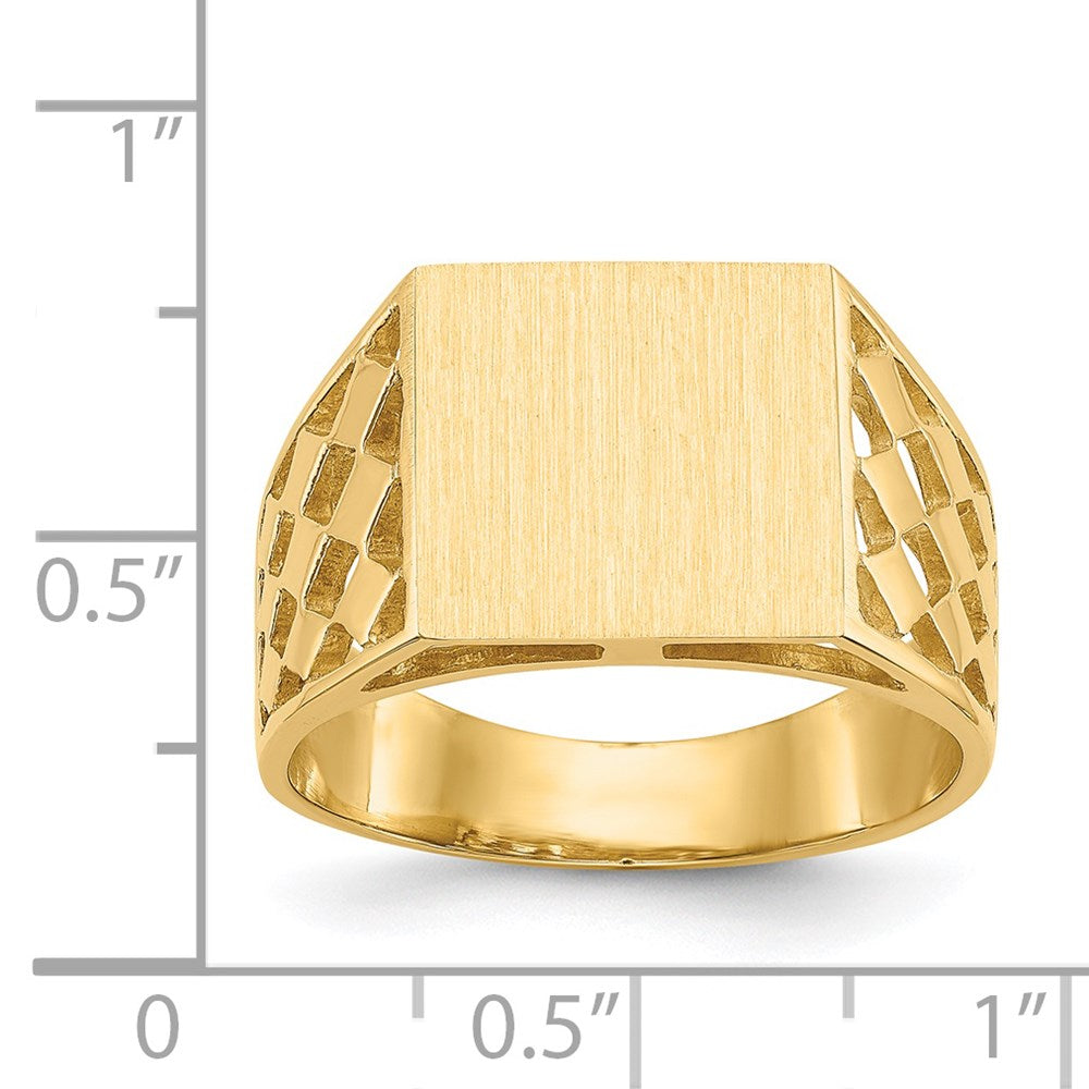 14k 12.5x12.0mm Open Back Mens Signet Ring - Product Photo