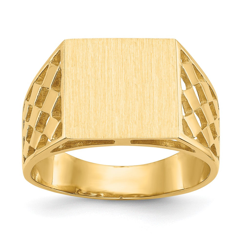14k 12.5x12.0mm Open Back Mens Signet Ring - Product Photo