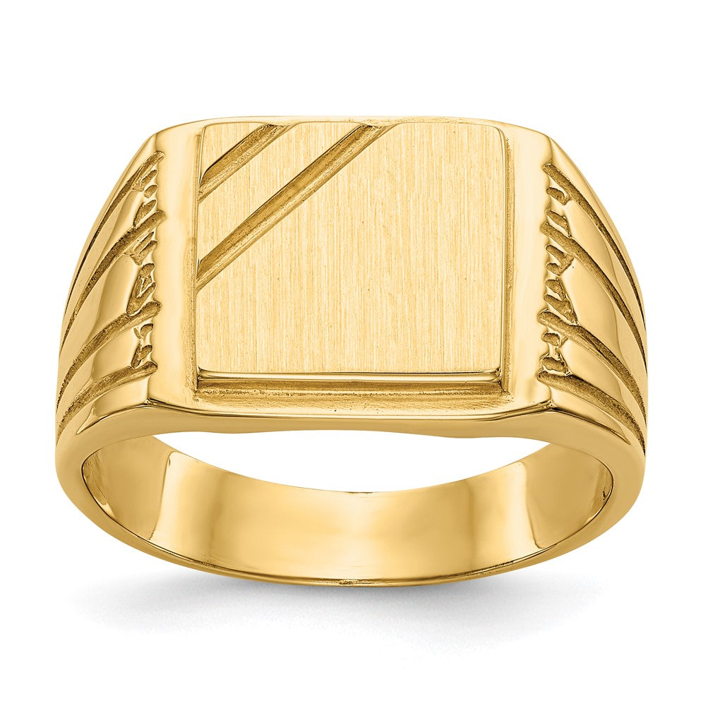 14K Yellow Gold 11.5x11.0mm Open Back Mens Signet Ring