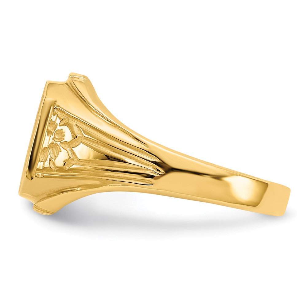14k 9.0x9.0mm Open Back Floral Signet Ring - Product Photo