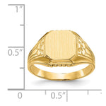 14k 9.0x9.0mm Open Back Floral Signet Ring - Product Photo