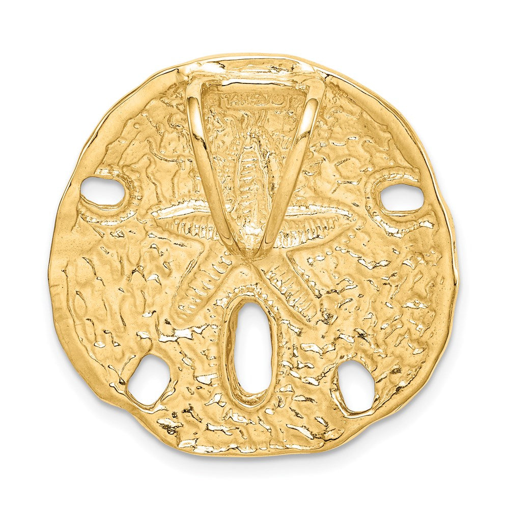 14K Yellow Gold Polished Fits up to 8mm on Both Small Sand Dollar Slide - Product Photo