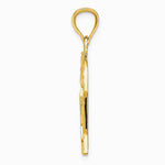 10K / 14K Yellow Gold Satin Diamond-cut Crooked Heart Pendant - Product Photo