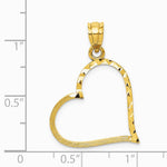 10K / 14K Yellow Gold Satin Diamond-cut Crooked Heart Pendant - Product Photo