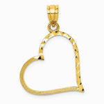 10K / 14K Yellow Gold Satin Diamond-cut Crooked Heart Pendant - Product Photo