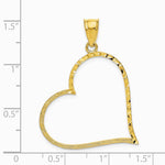 10K / 14K Yellow Gold Satin Diamond-cut Crooked Heart Pendant - Product Photo