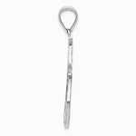 14K White Gold Solid Diamond-cut Reversible Heart Pendant - Product Photo