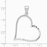 14K White Gold Solid Diamond-cut Reversible Heart Pendant - Product Photo