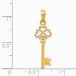 10K / 14K Yellow Gold Polished 3-D Hearts Key Charm - Product Photo