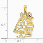 10K / 14K Yellow Gold Polished Christmas Tree and Santa Pendant - Product Photo