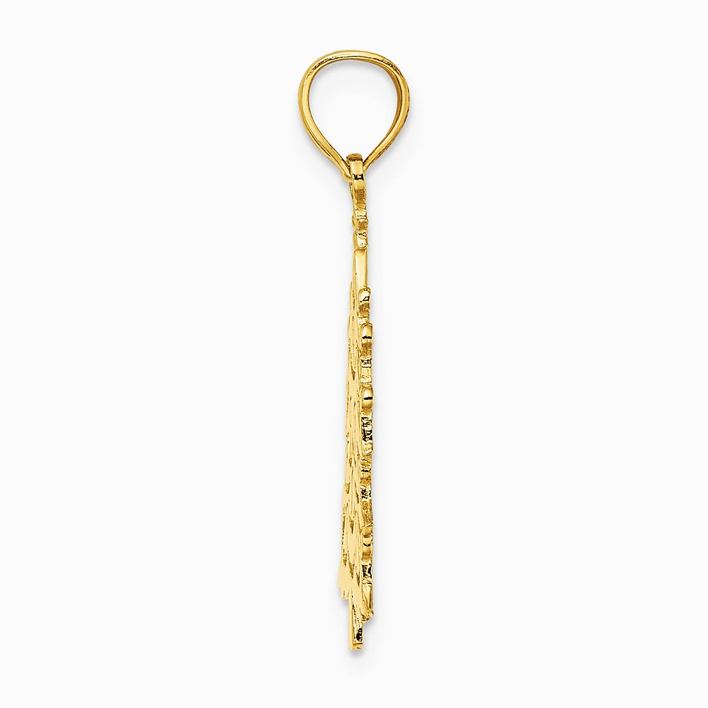 10K / 14K Yellow Gold Polished Christmas Tree Pendant - Product Photo