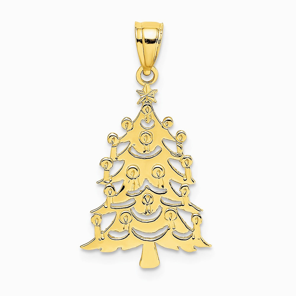 10K / 14K Yellow Gold Polished Christmas Tree Pendant - Product Photo