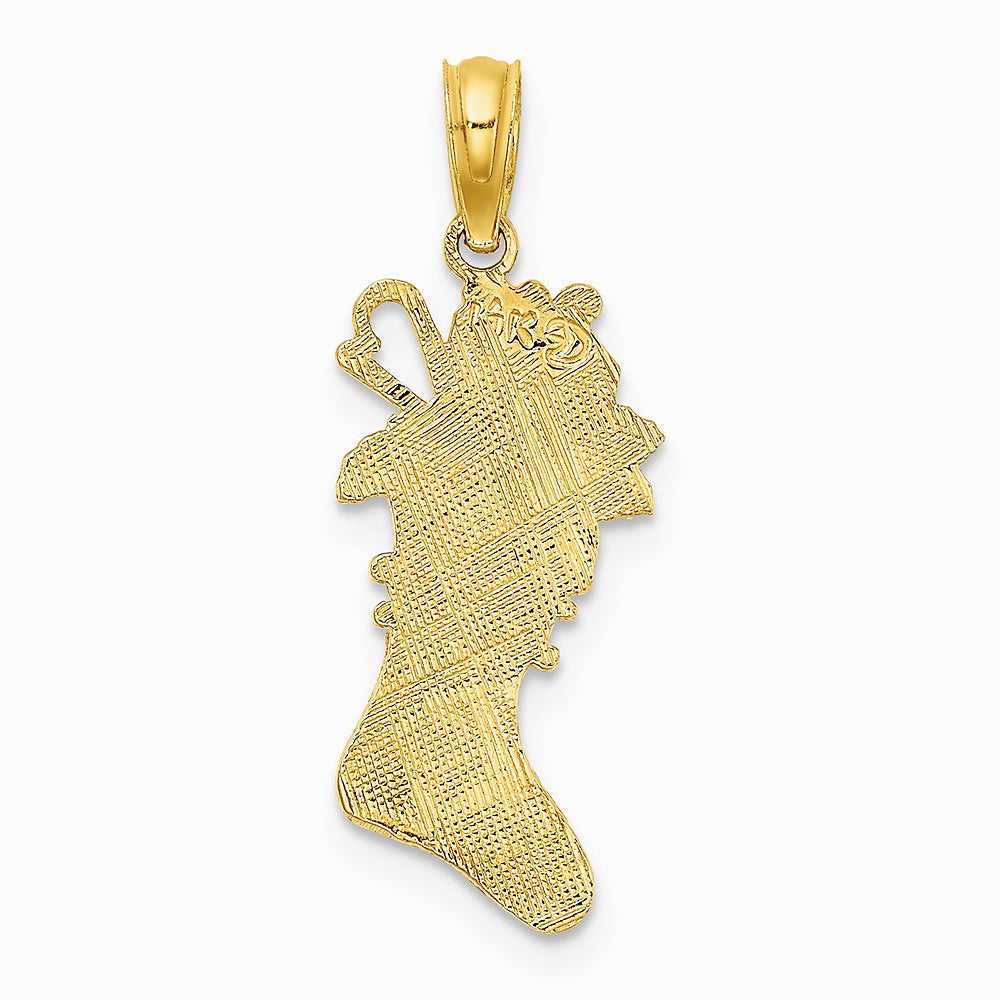10K / 14K Yellow Gold Polished Christmas Stocking Pendant - Product Photo